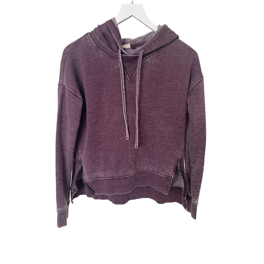 So Perfectly Soft Side Zip Hooded Sweatshirt Wine Acid Wash